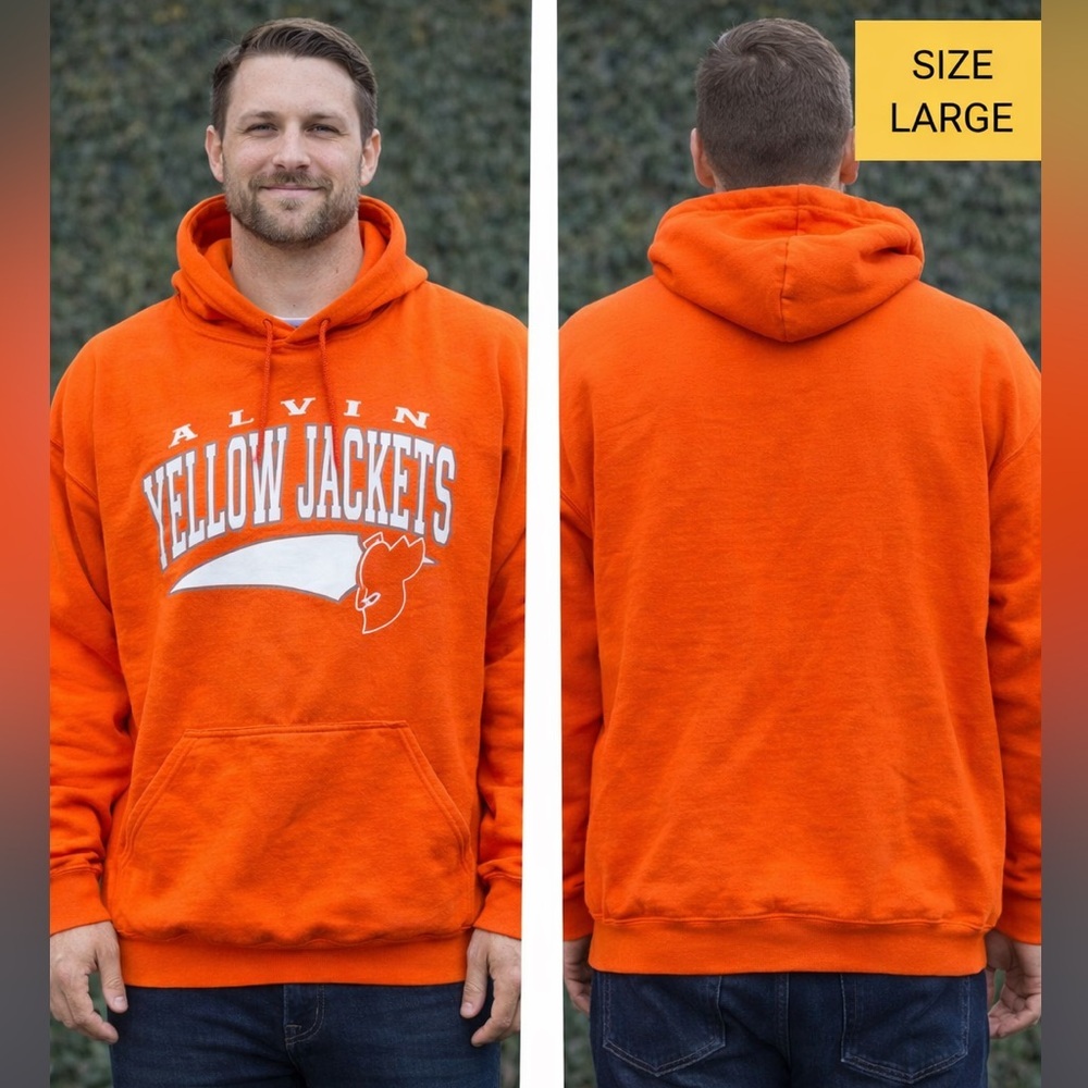 Alvin Yellow Jackets Orange Hooded Sweatshirt LARGE